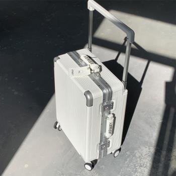 高顏值寬拉桿鋁框行李箱女20寸hinomoto靜音輪登機箱商務旅行皮箱