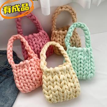 冰島粗毛線手工編織包包手編自制diy材料包韓版手提手拎包女成品