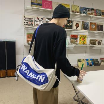 撞色透明健身運動幹濕分離斜挎包