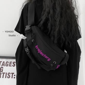 YOHOO!/原創INS運動機能風斜挎包手機腰包男女夏潮牌朋克帆布胸包