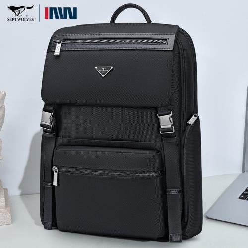 七匹狼雙肩包2024新款大容量書包男大學生電腦包高檔通勤男士背包