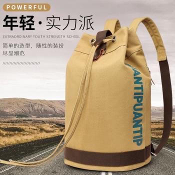 旅行抽繩帆布男牛仔戶外書包水桶