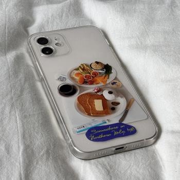 海浪公園【拍三免一】午餐ins風食物適用于iPhone15promax手機殼tpu透明軟殼小米14