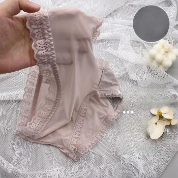 冰絲性感內褲女士蕾絲純棉抗菌襠無痕中腰透氣女生超薄純欲石墨烯