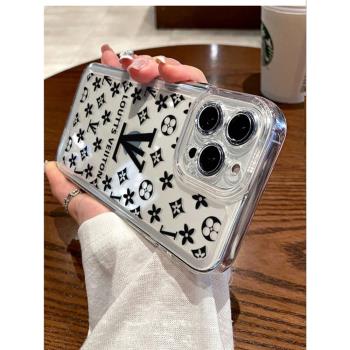 iphone15手機殼蘋果14promax新款鏡頭全包12pro透明防摔套13pm高階感11女x簡約xr男xsmax軟矽膠8適用歐美大牌