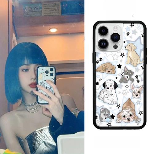 全球購Wildf孟子義小狗派對明星同款手機殼適用iPhone16pro max蘋果14pro歐美風13保護殼鉆石鏡頭貼