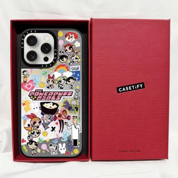 CASETiFY͌聯名可愛卡通飛天小女警磁吸MagSafe適用蘋果15ProMax手機殼新款iPhone14防摔13保護套15plus女款