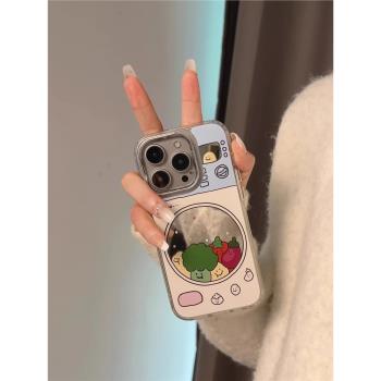 適用蘋果16新款手機殼iphone16promax鏡面15plus女神氣質14pro可愛少女心13卡通ins自帶鏡子超薄防摔保護套零