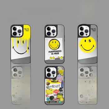 Magsafe磁吸CASE聯名Smiley黃色笑臉15ProMax手機殼適用14Pro鏡面黑邊框蘋果13Pro防摔iPhone12女可愛保護套