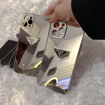 網紅潮牌鏡面字母奢侈品新款適用蘋果14/13promax手機殼iPhone15/12pro個性情侶防摔保護套16promax高階感女