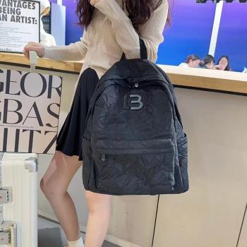 香港風時尚雙肩包女大容量學生書包電腦包旅游旅行背包潮流男背包