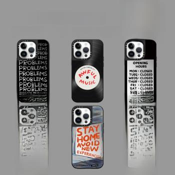 Magsafe磁吸CASE聯名David問題英文15ProMax手機殼適用14Pro鏡面黑邊蘋果13Pro防摔iPhone12女情侶個性保護套
