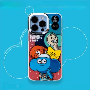 PAPERWORKS聯乘MOMOPLANET星球卡通圖案聯乘款個性適用蘋果iPhone15ProMax14手機殼Slim magsafe雙層磁吸