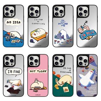 CASETi磁吸鏡面想睡覺鴨子大合集15Pro適用iPhone14ProMax蘋果13Pro殼12可愛擺爛鴨藝術家聯名11防摔保護套