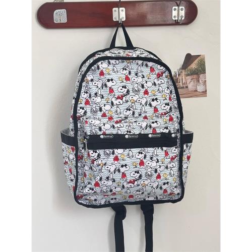 史努比聯名卡通印花雙肩背包休閑電腦背包大中號多隔層輕便攜書包