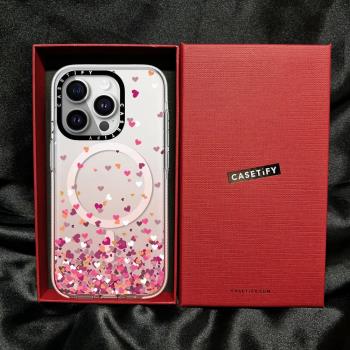 CASETiFY͌聯名漸變粉繽紛夢幻愛心磁吸MagSafe適用蘋果15ProMax手機殼新款iPhone14防摔13透明明星同款女款