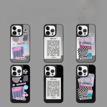 Magsafe磁吸CASE藝術家粉色女孩愛心貼紙15ProMax手機殼適用14Pro鏡面蘋果13Pro防摔iPhone12小眾ins保護套