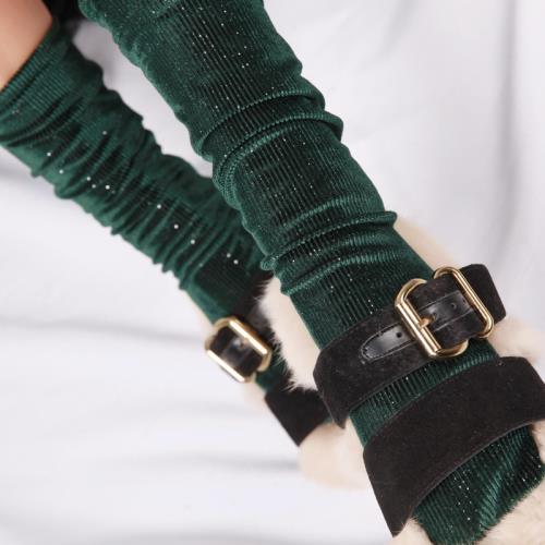 絲絨襪子女歐美街頭中筒復古堆堆襪豎條亮粉韓國秋冬個性潮襪靴襪