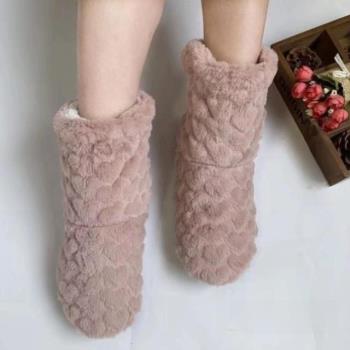 季睡加厚襪套男女,冬天毛絨地板腳套睡覺襪加絨中保暖暖腳護腳襪