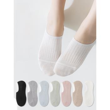 女士襪子夏季薄款透氣吸汗純棉船襪2024新款防滑不掉跟淺口隱形襪