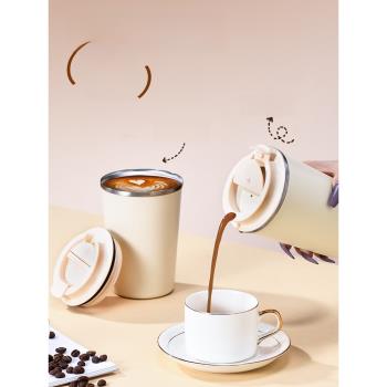 不銹鋼咖啡杯隨行杯精緻雙層便攜隔熱防燙掛耳杯車載家用隔熱水杯