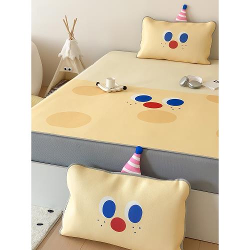 卡通奶油風床笠夏季涼席冰絲席可機洗裸睡空調席子兒童款床上用品