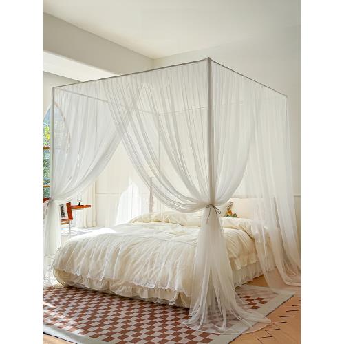 高端法式公主風落地蚊帳家用2025新款臥室宮廷三開門床幔加密帳紗