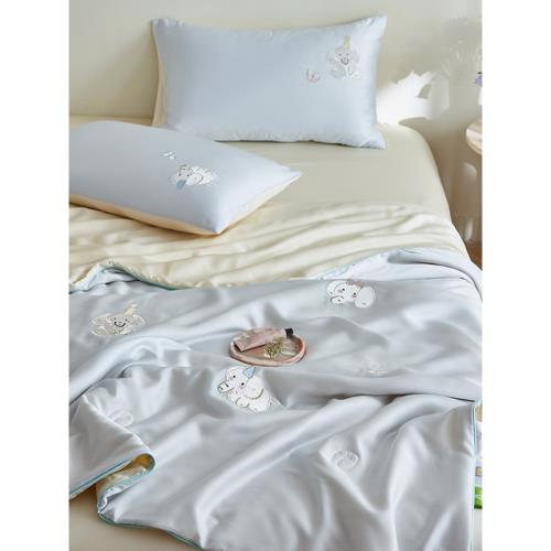 ins韓系小象天絲夏被四件套大豆被夏季涼爽空調被薄被可水洗被子