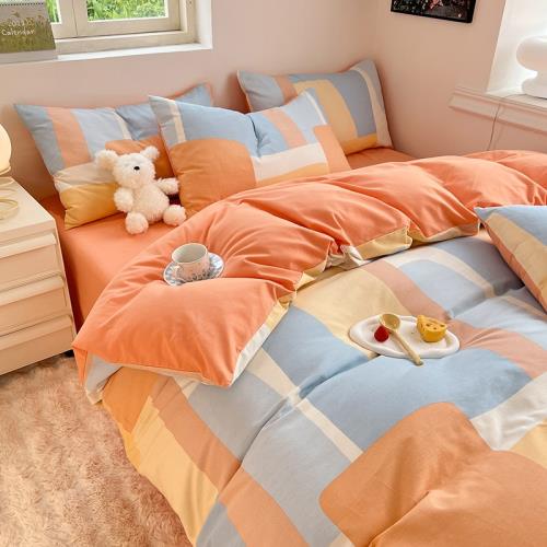 A類母嬰級純棉磨毛四件套秋冬季床單被套小清新全棉床笠床上用品