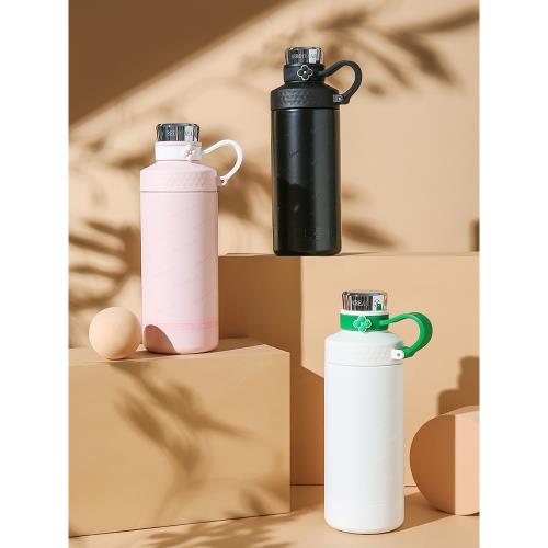 杯具熊兩段式保溫杯新款越野壺大容量學生背帶戶外運動便攜水杯