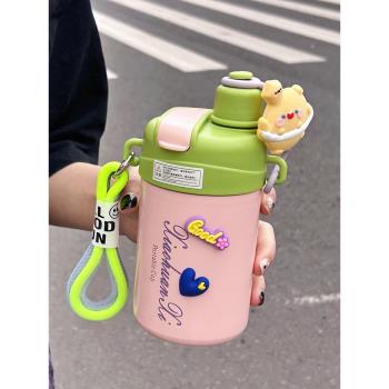 保溫杯女生2023新款高顏值雙飲口316不銹鋼咖啡杯便攜可愛隨行杯