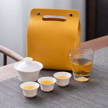茶具一人飲旅行茶具家用茶水分離日式一壺三杯便攜陶瓷玻璃快客杯