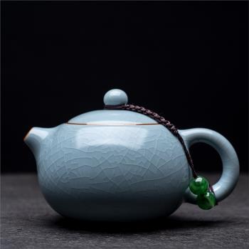 開片天青色汝窯茶壺 西施壺 功夫茶具泡茶壺家用 陶瓷泡茶 單茶壺