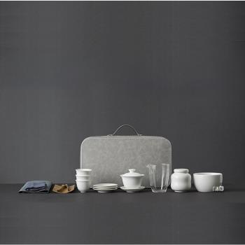 德化白瓷茶具茶藝培訓教學套裝蓋碗茶杯旅行禮品功夫茶具便攜包