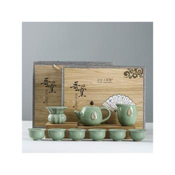 哥窯茶具套裝家用輕奢中式高檔陶瓷禮品茶壺功夫茶杯伴手禮禮盒裝