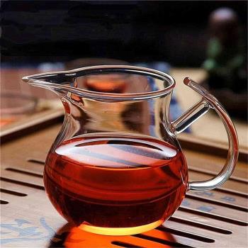 網紅家用公道杯茶器高硼硅公杯耐熱透明玻璃茶具側把加厚茶海茶杯