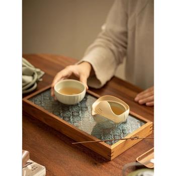 ESSONIO秘黃汝窯快客杯戶外旅行茶具一壺一杯便攜式陶瓷功夫茶具