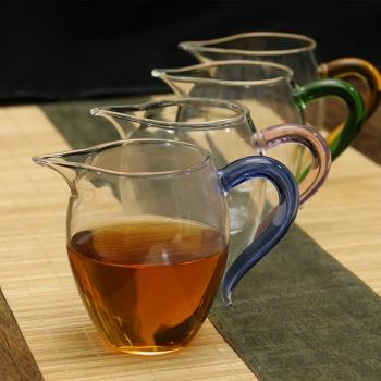 玻璃公道杯公杯茶漏套裝加厚耐熱大號茶海分茶器功夫茶具配件彩色