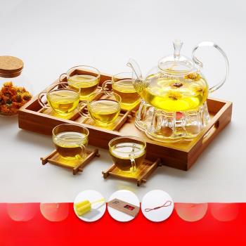 煮水果茶的玻璃壺花果茶茶具套裝耐熱玻璃過濾耐高溫家用煮泡茶壺