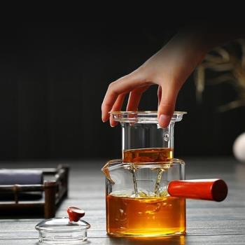 日本FS玻璃茶壺家用煮茶耐高溫單壺泡茶壺側把燒水黑晶爐煮茶器