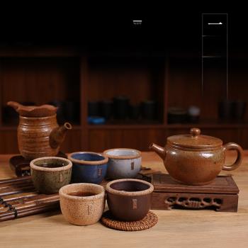 日本FS茗得窯小號水缸杯陶瓷茶杯侘寂杯茶具粗瓷主人杯子粗陶茶