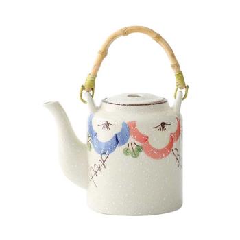 日本FS日式手繪提梁壺功夫茶具家用下午茶整套陶瓷泡茶壺茶盤花