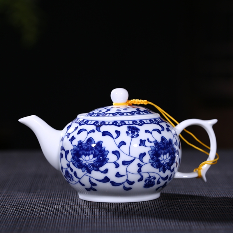 陶瓷茶壺單個景德鎮青花瓷功夫茶壺單壺家用小茶壺茶水壺帶過濾孔|茶壺