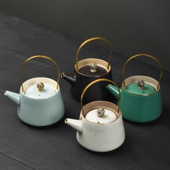 日式粗陶小號提梁壺單茶壺辦公個人居家迷你蠟燭泡茶壺陶瓷