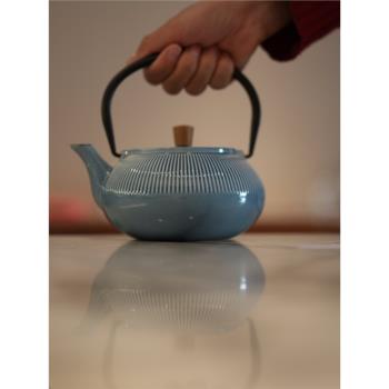 大富鐵器Dafu Ironware600毫升條紋琺瑯鑄鐵壺食品級安全煮茶煮水
