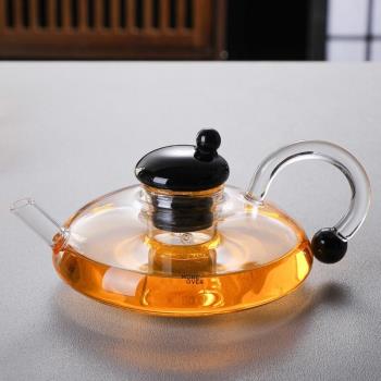 玻璃茶壺耐熱玻璃茶具套裝家用花茶壺耐高溫過濾加厚泡茶壺鼠尾壺