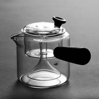耐熱玻璃茶壺側把煮茶壺煮茶器黑茶花茶蒸茶壺電陶爐過濾泡茶壺
