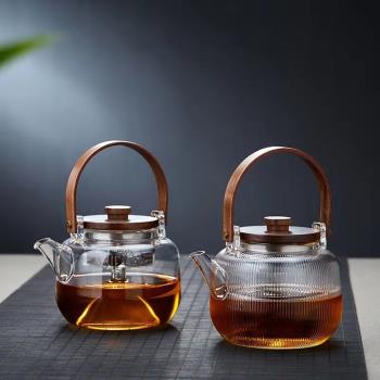 高硼矽提樑壺天然中式玻璃煮茶器純手工精緻燒水壺網紅蒸煮烹茶壺