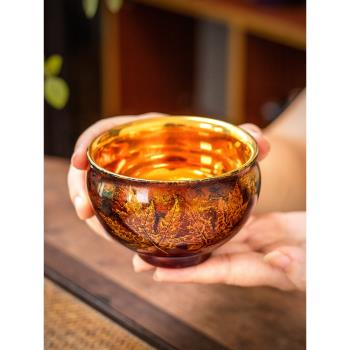 吾和漆器茶具 福州大漆手工製作楓葉主人杯 中式陶瓷高階茶杯茶盞