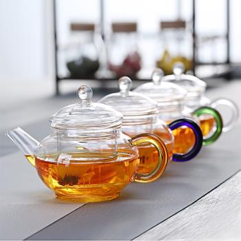 耐熱玻璃茶壺功夫茶具 耐高溫玻璃泡茶壺 帶過濾玻璃小茶壺花茶壺